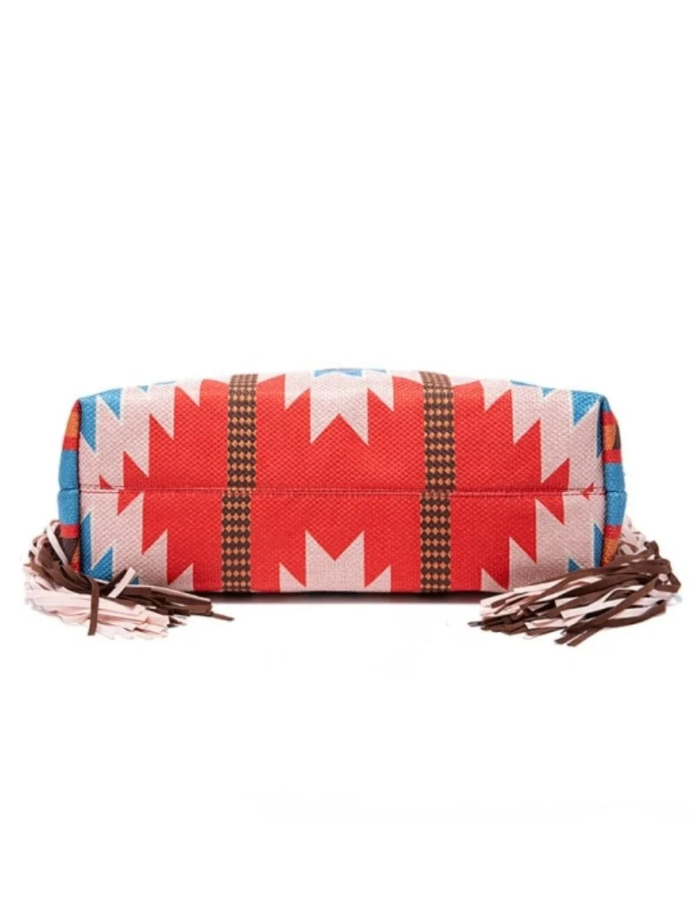 NWT Boho Western Aztec Print Shoulder Hobo Bag with fringe Tassels